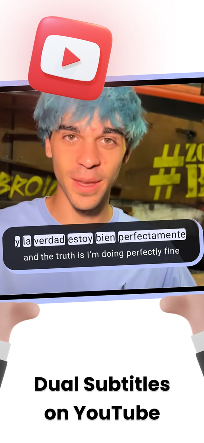 YouTube dual subtitles feature in Native app